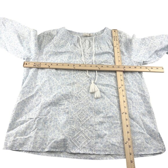 Joie Women's size Medium Blouse Long Sleeve Pullover light blue floral boho - Picture 2 of 6